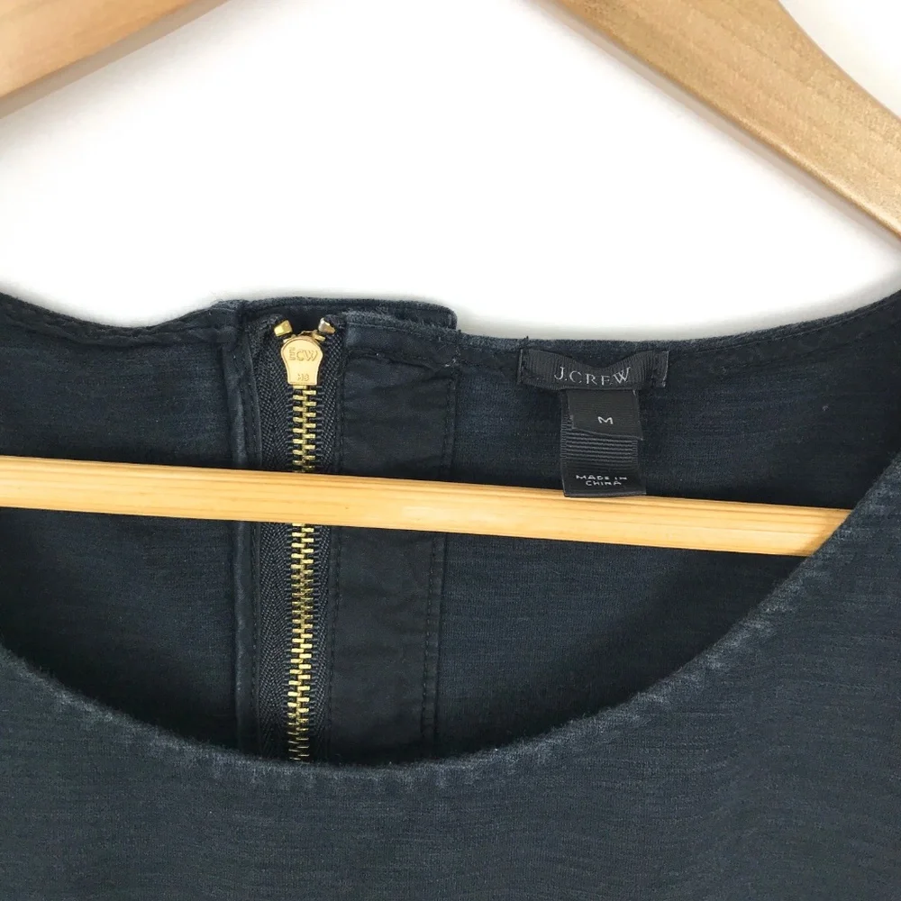 [3 for $15] J. Crew Ponte Peplum Top Black Tank Top Zipper M